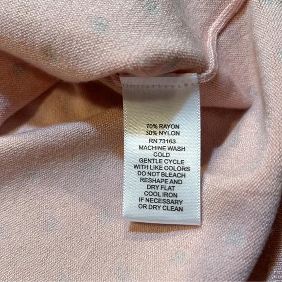 CABLE & GAUGE Peach/Pink Lightweight Short Sleeve Sweater w/ Polka Dots Size L - Picture 8 of 8